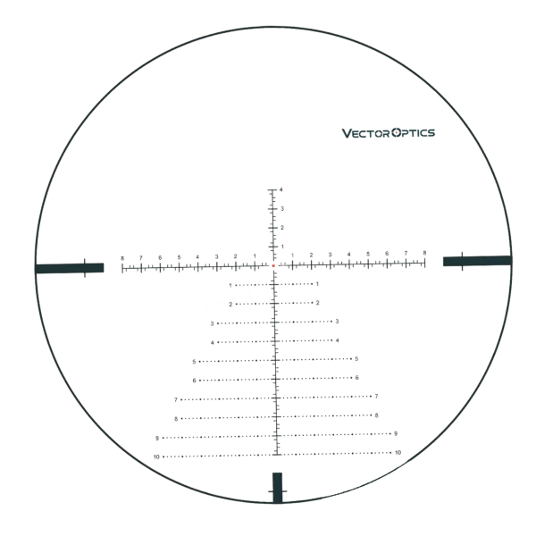 Прицельная сетка в поле зрения оптического прицела Vector Optics Continental x6 3-18x50 VCT FFP 34mm