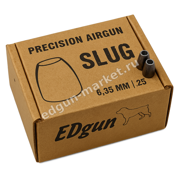 Edgun Slug 6.35 мм: коробка развёрнута логотипом к зрителю