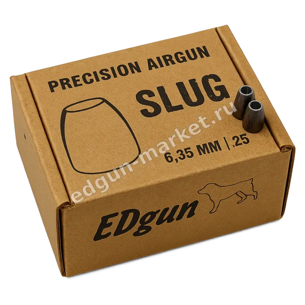 Edgun Slug 6.35 мм: коробка развёрнута логотипом к зрителю