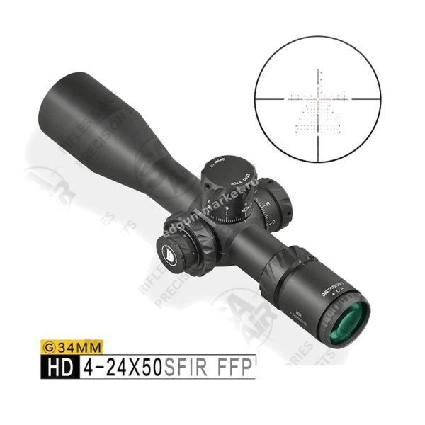 Discovery HD 4-24x50 SFIR FFP с врезкой сетки в чёрно-белом варианте