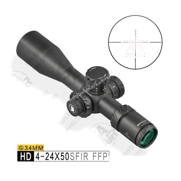 Discovery HD 4-24x50 SFIR FFP с врезкой сетки в чёрно-белом варианте