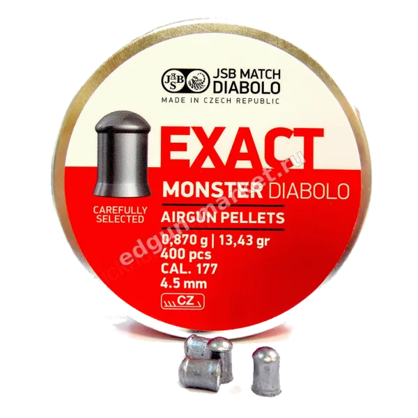 Банка JSB Exact Monster 4.5 мм со светлой этикеткой и двумя пулями