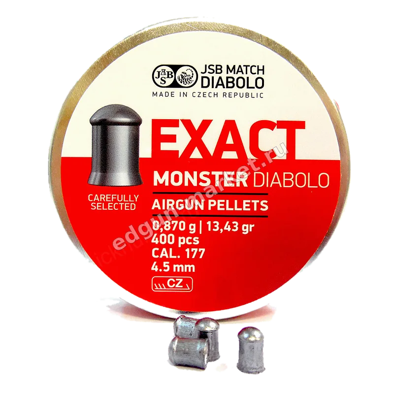 Банка JSB Exact Monster 4.5 мм со светлой этикеткой и двумя пулями