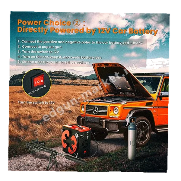 Компрессор GX CS3-I от автомобильного аккумулятора 12 В: пять шагов подключения