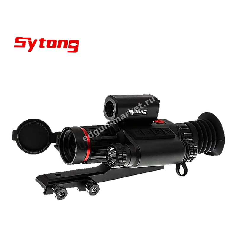 Sytong HT-70 LRF на быстросъёмном кронштейне, крышка объектива откинута