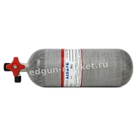 Баллон Alsafe 6,8 л с красным вентилем и паспортной лентой, лежит горизонтально