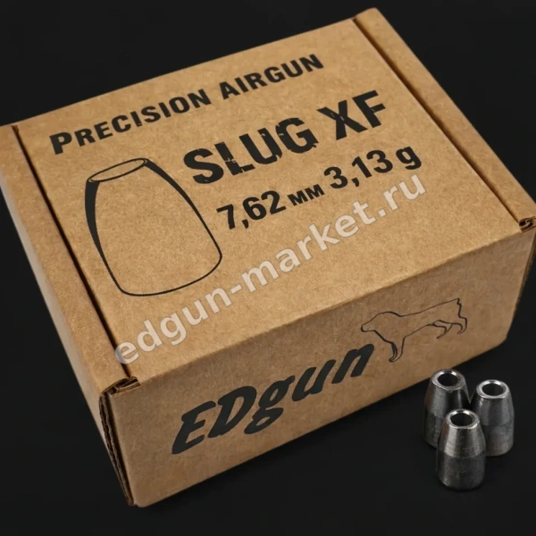 Коробка Slug XF 7.62 мм 3,13 г из крафт-картона с пулями рядом