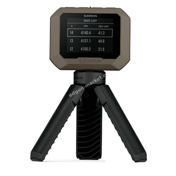 Garmin Xero C1 Pro на треноге: на экране список последних выстрелов
