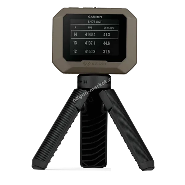 Garmin Xero C1 Pro на треноге: на экране список последних выстрелов