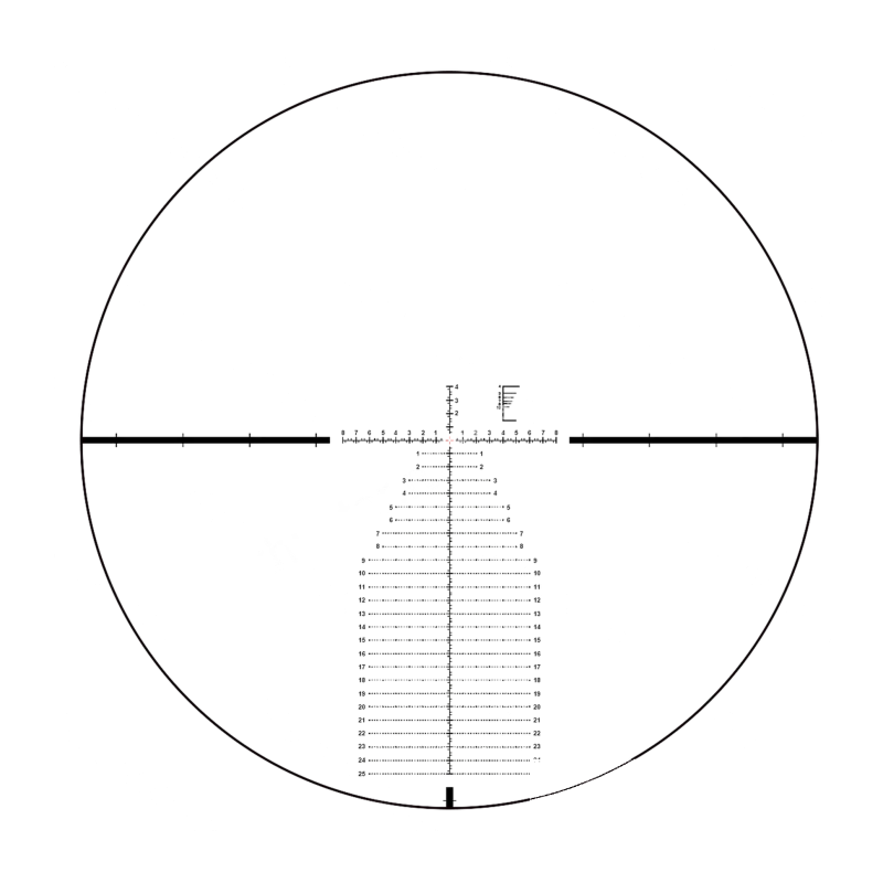 Прицельная сетка в поле зрения оптического прицела Vector Optics Continental x6 4-24x56 FFP VEC-MBR 34mm