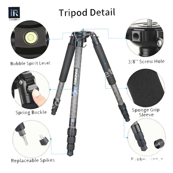 Особенности штатива Innorel RT80C: уровень, замки, шипы и грип-накладка